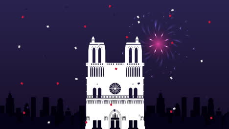 happy bastille day celebration with notre dame cathedral