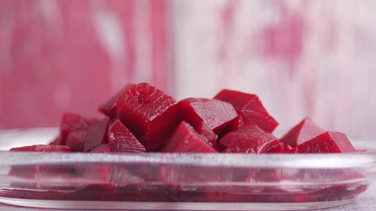 Close-up of Cubed Beets