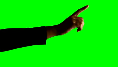 person making hand gesture against green screen background