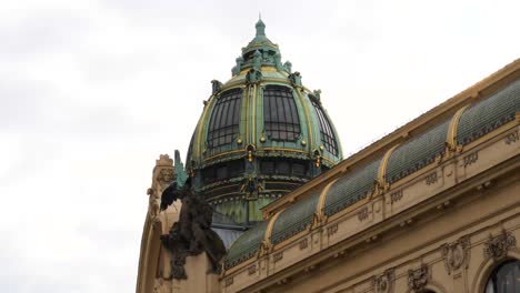 the dome of the municipal house prague, czech republic