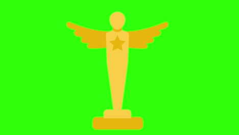 ilustración animada en 2d de una estatua de un premio en una pantalla verde