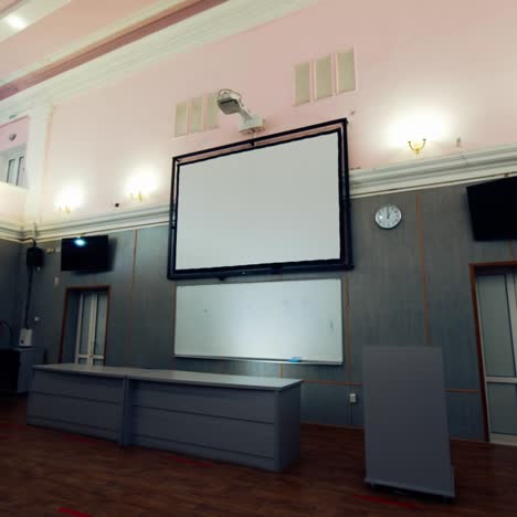 contemporary equipment in the classroom. multimedia board and tv sets in the auditorium for lectures in the university