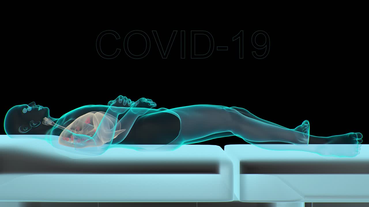 코로나 바이러스 질병으로 기침하는 사람의 엑스레이