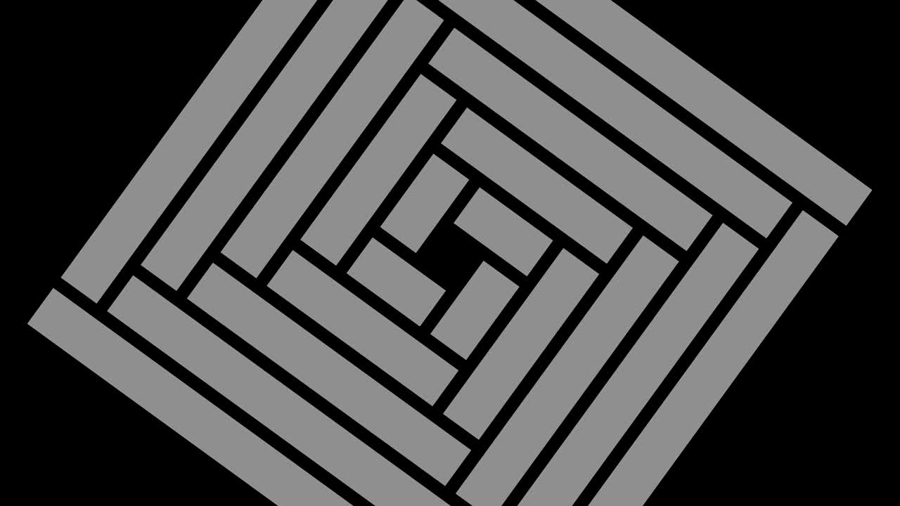 dibujo gráfico en blanco y negro con efecto estroboscópico e hipnótico, mientras gira en el sentido de las agujas del reloj y aumenta de tamaño.