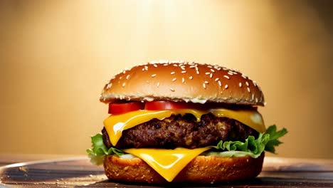 close-up of a juicy cheeseburger