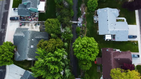 jib view of the drone flying over a neighborhood in boise, idaho