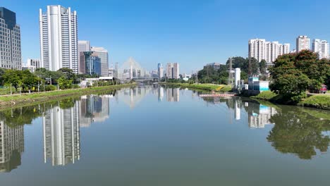 cable bridge at downtown in sao paulo brazil