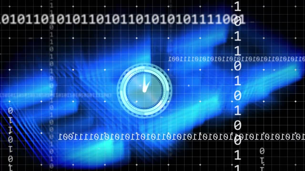 Animation of clock, binary coding and data processing