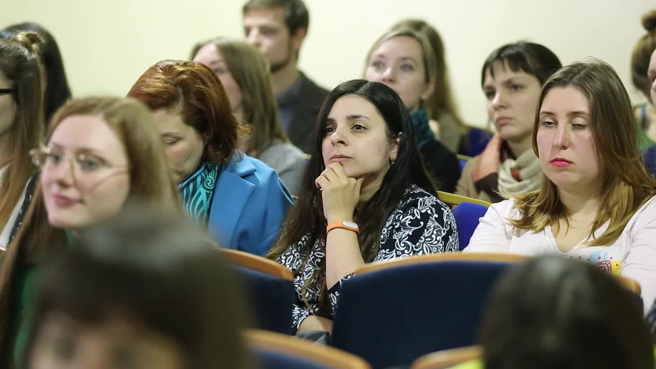 Audience In The Lecture Hall. VINNITSA, UKRAINE, APRIL 2017: Education people and business people sitting in conference room