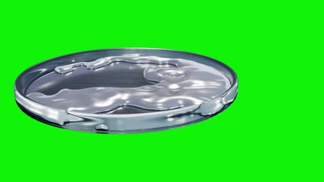 unknown-liquid-substance-flowing-in-petri-dish,-chemical-scientific-animation-isolated-on-green-screen