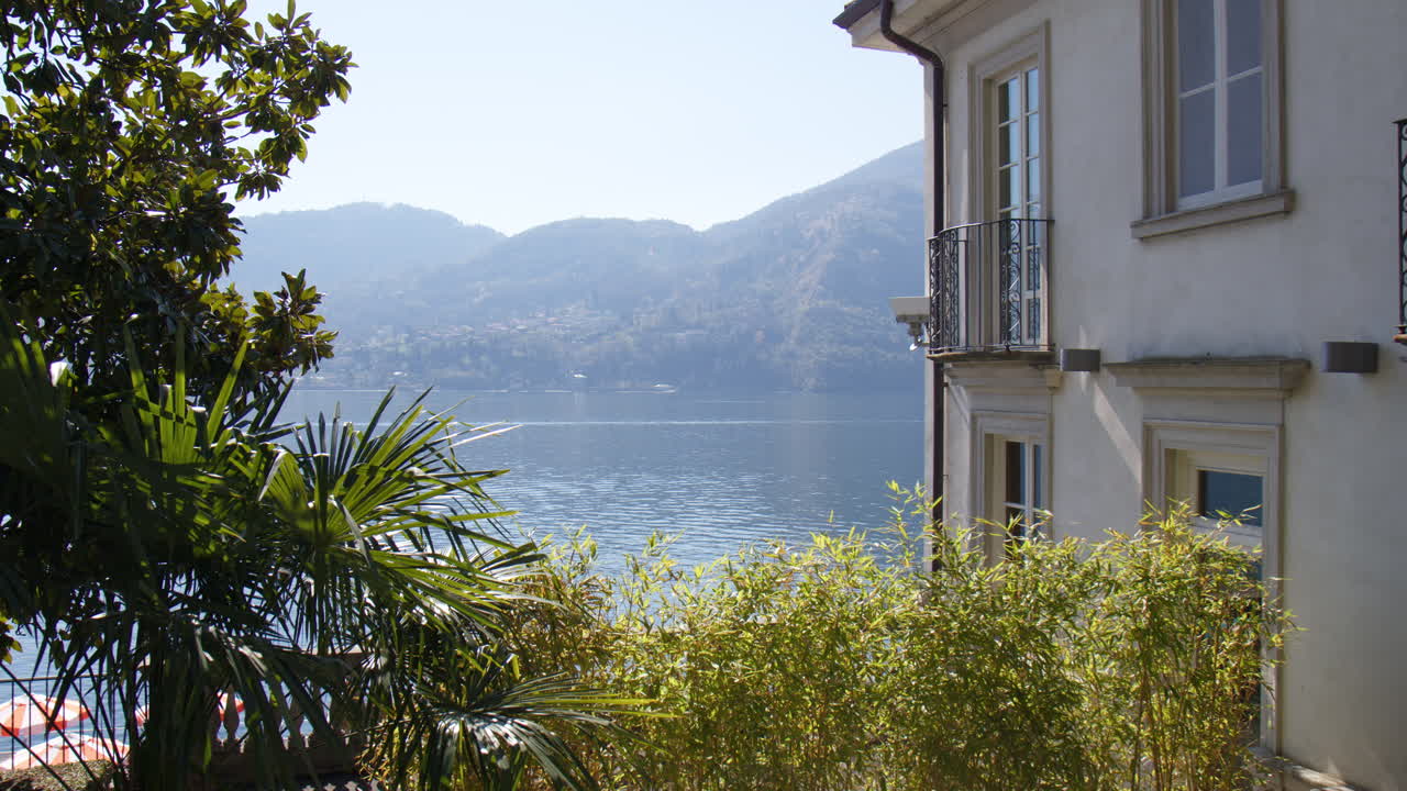 Villa Accommodation In Lakefront Resort Town In Tremezzo, Italy. Dolly Shot