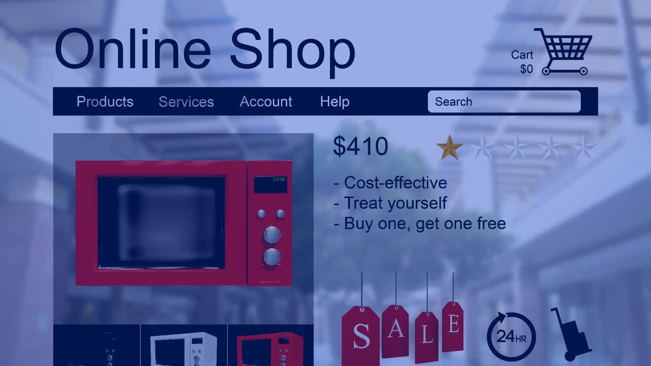 전자레인지와 함께 온라인 상점 웹사이트 템플릿의 구성