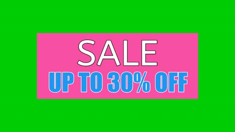 animation motion graphics sale up to 30% text on green screen background for business promotion advertorial concept video elements