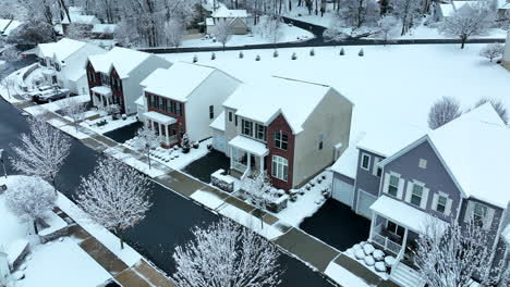 neighborhood in winter snow