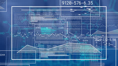 animation of data on digital screen on blue background