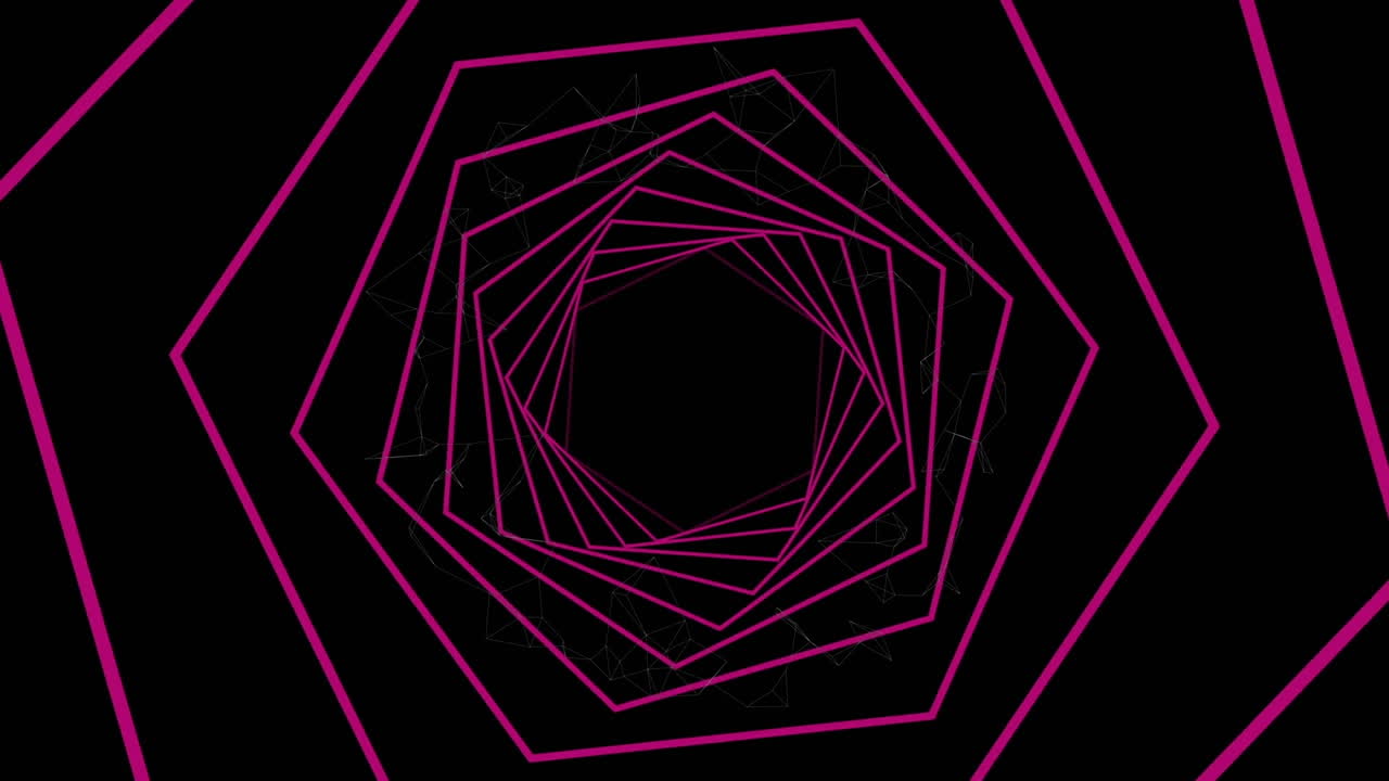 animación de hexágonos de neón sobre un fondo negro