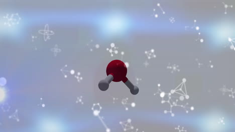 animation of data processing and molecules on blurred background