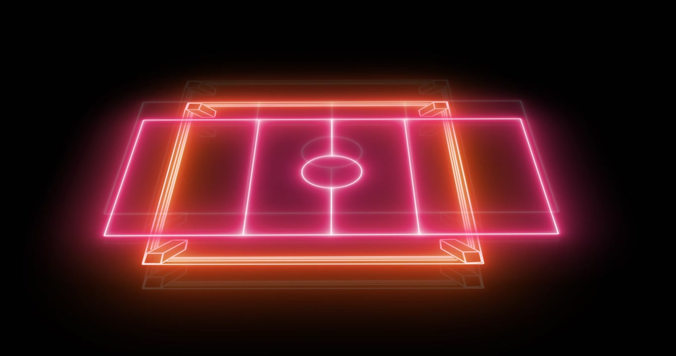 Digital animation of neon green triangle in seamless motion against brick wall