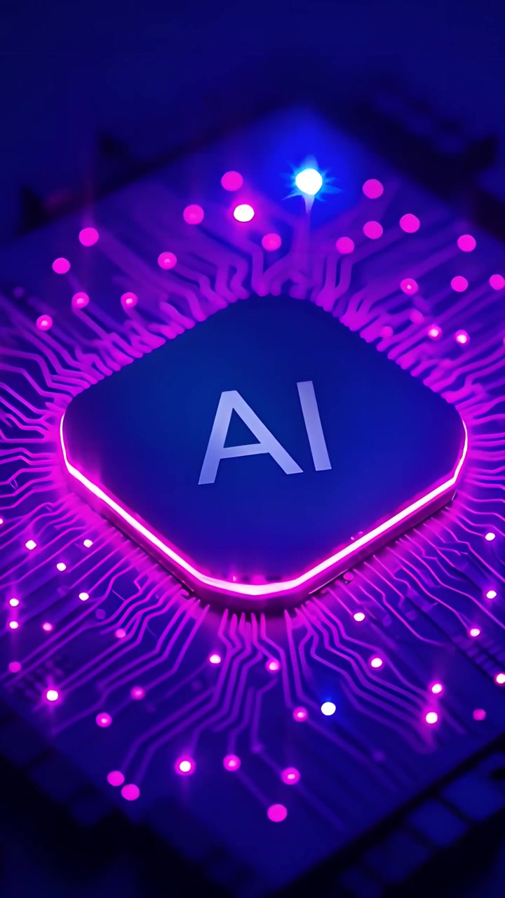 Sfondo Tecnologico Futuristico con Scheda Madre e Chip AI 4K