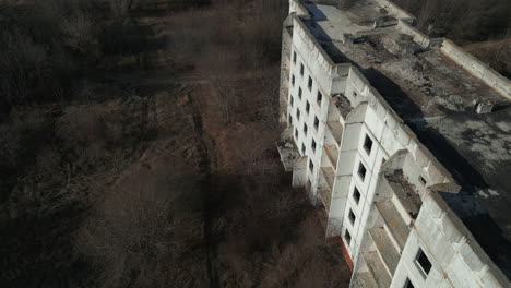 bearing witness: aerial footage of the devastated block of flats in eastern ukraine in the middle of nowhere