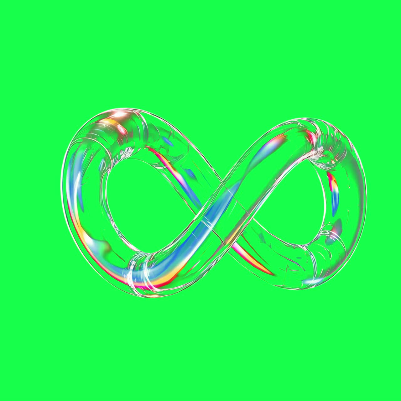 Colorful infinity symbol design animation, transparent 4K video, green screen