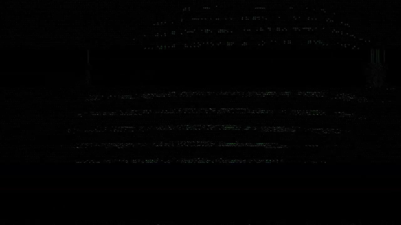 Digital Glitch Effect with Green Interference Lines on Black Background
