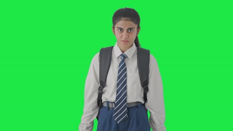 Angry-Indian-school-girl-shouting-on-someone-Green-screen