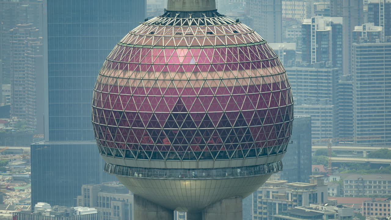 SHANGHAI, CHINA - 11 JUNE 2025 : Timelapse of the Shanghai city skyline from a high vantage point at night
