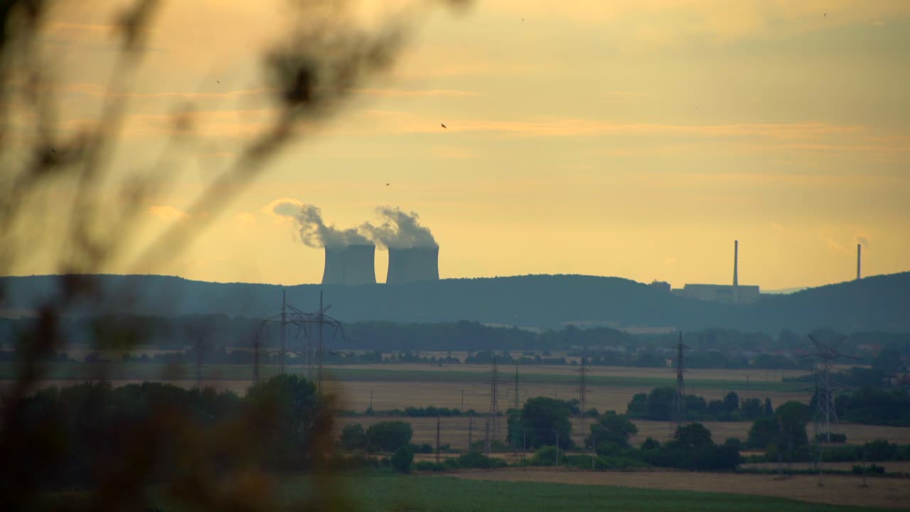 Mochovce Nuclear Power Plant Electricity Generating Station with smoke, Slovakia