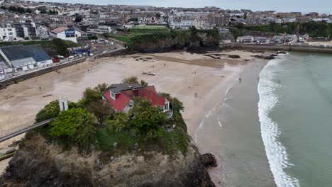 house on island newquay cornwall uk drone,aerial