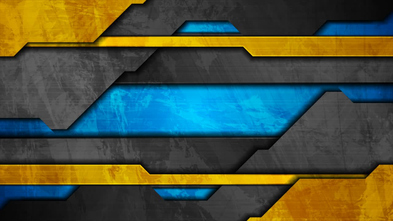 Bright blue and orange grunge abstract tech geometric motion background