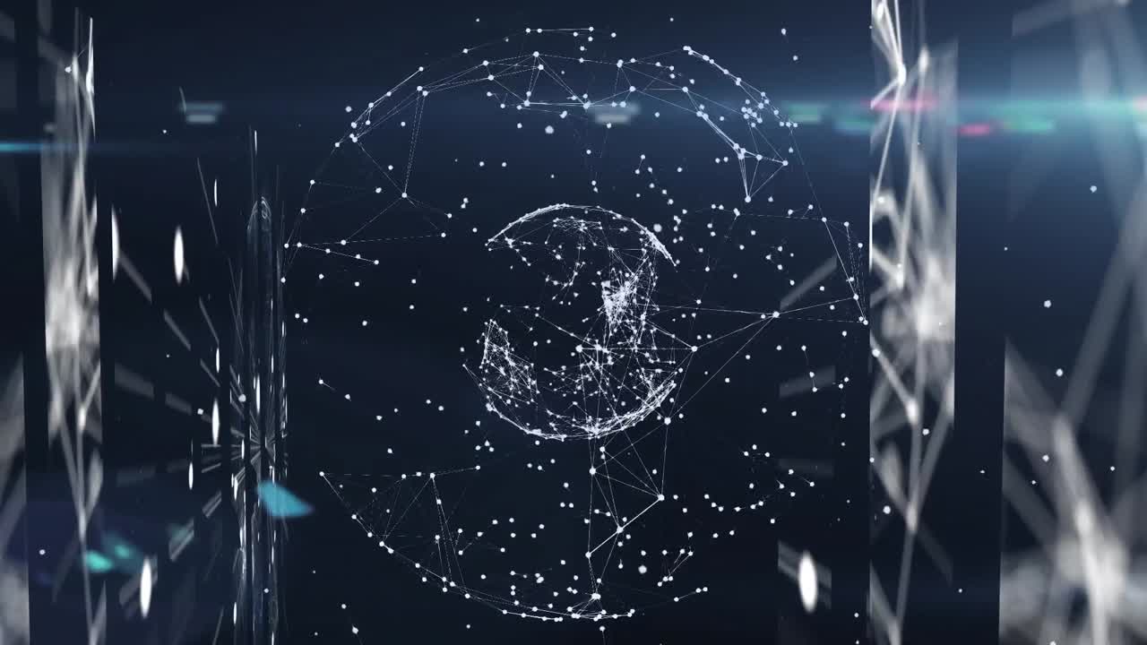 Network of connections against globe spinning