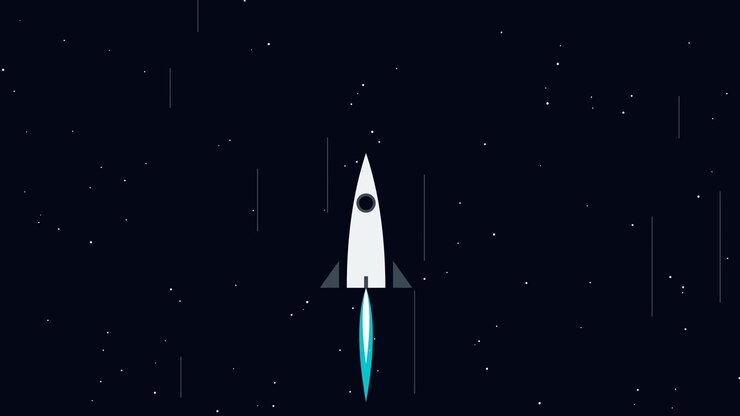 Animated Rocket Ship Flying Through Deep Space