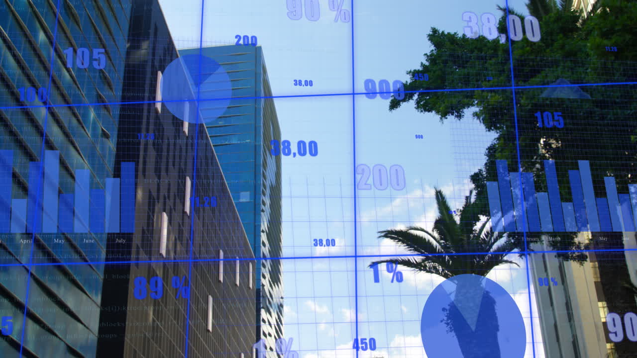 animazione dell'elaborazione dei dati sul paesaggio urbano