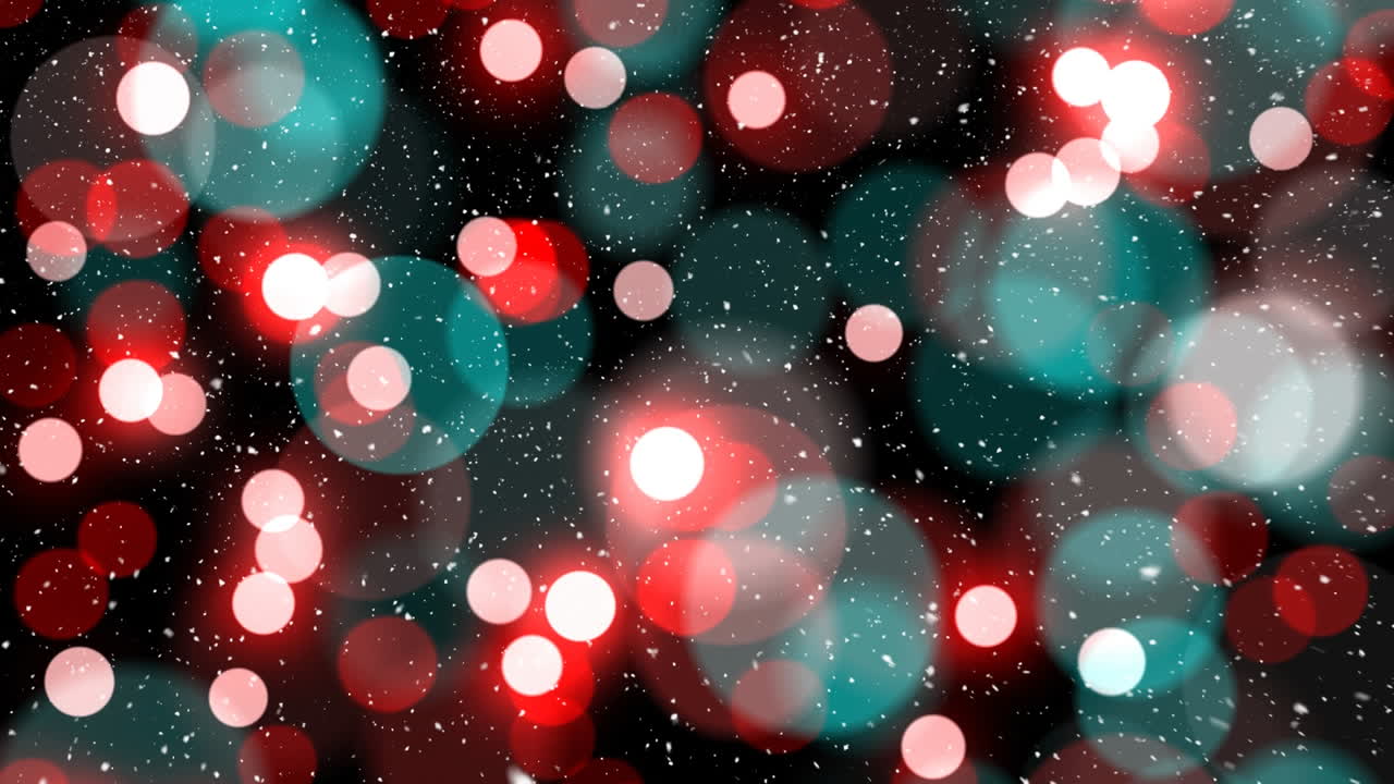 Neve caindo com círculos de luz bokeh natalinos