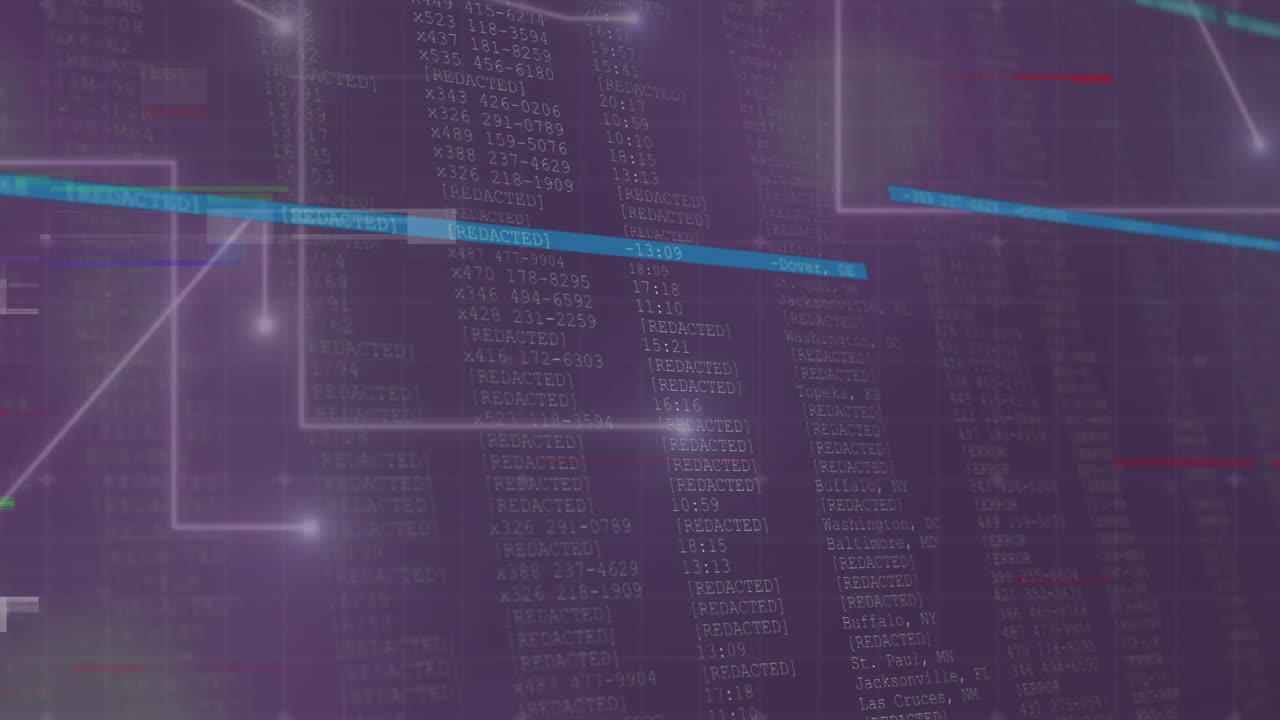 animación del procesamiento digital de datos y la interfaz digital sobre un fondo oscuro