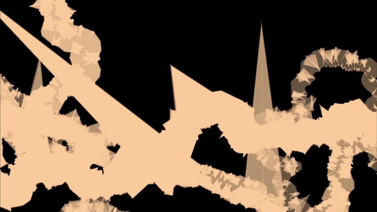 Chaotic Polygon Particle Ribbons with Angular Geometric Shapes in Seamless 3D Animation