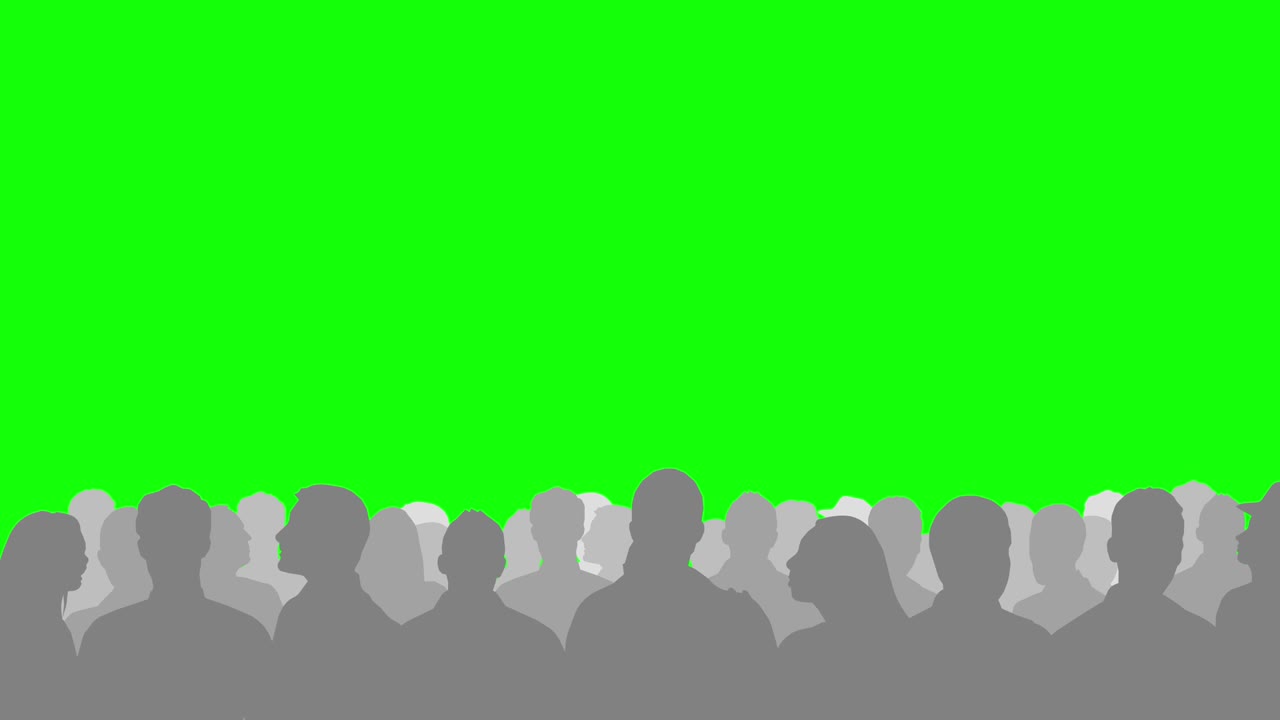 실루 인파 4k 애니메이션 영화 (chroma 키 사용을 위해 녹색 배경)