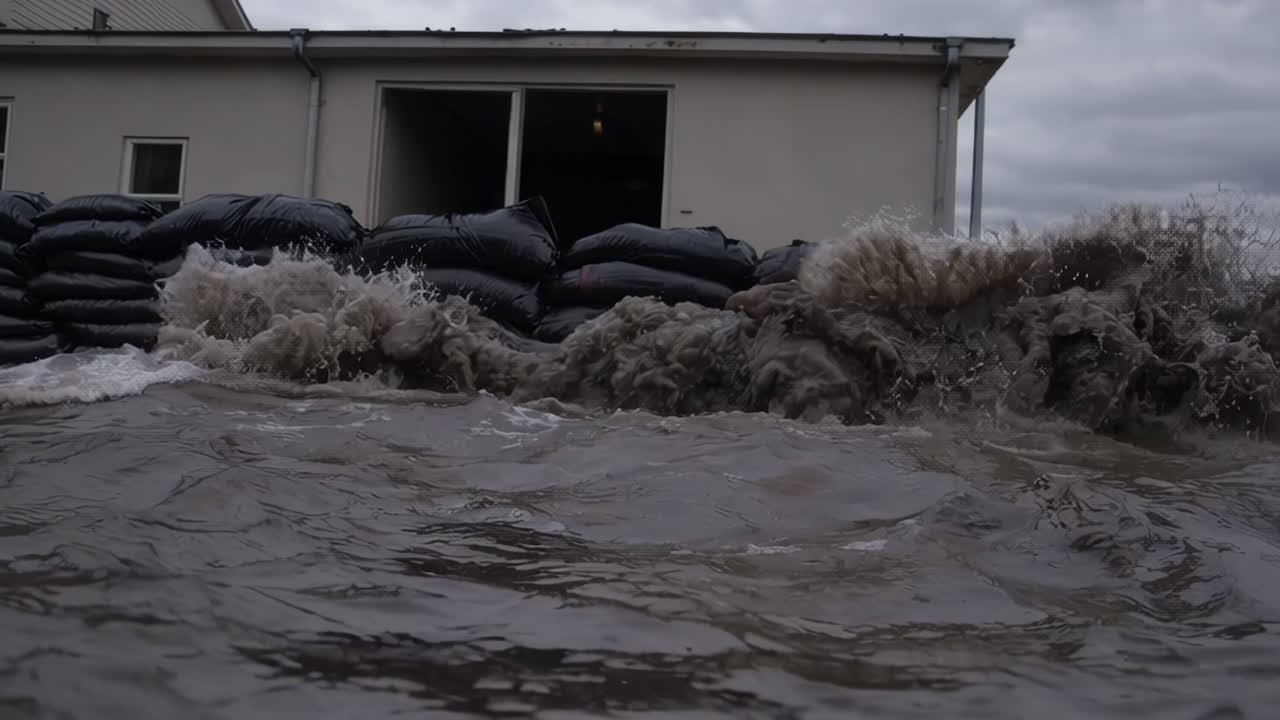Flooding with sandbags as a barrier