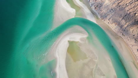 bird's eye view of lagoon detwah in socotra island, yemen - drone shot