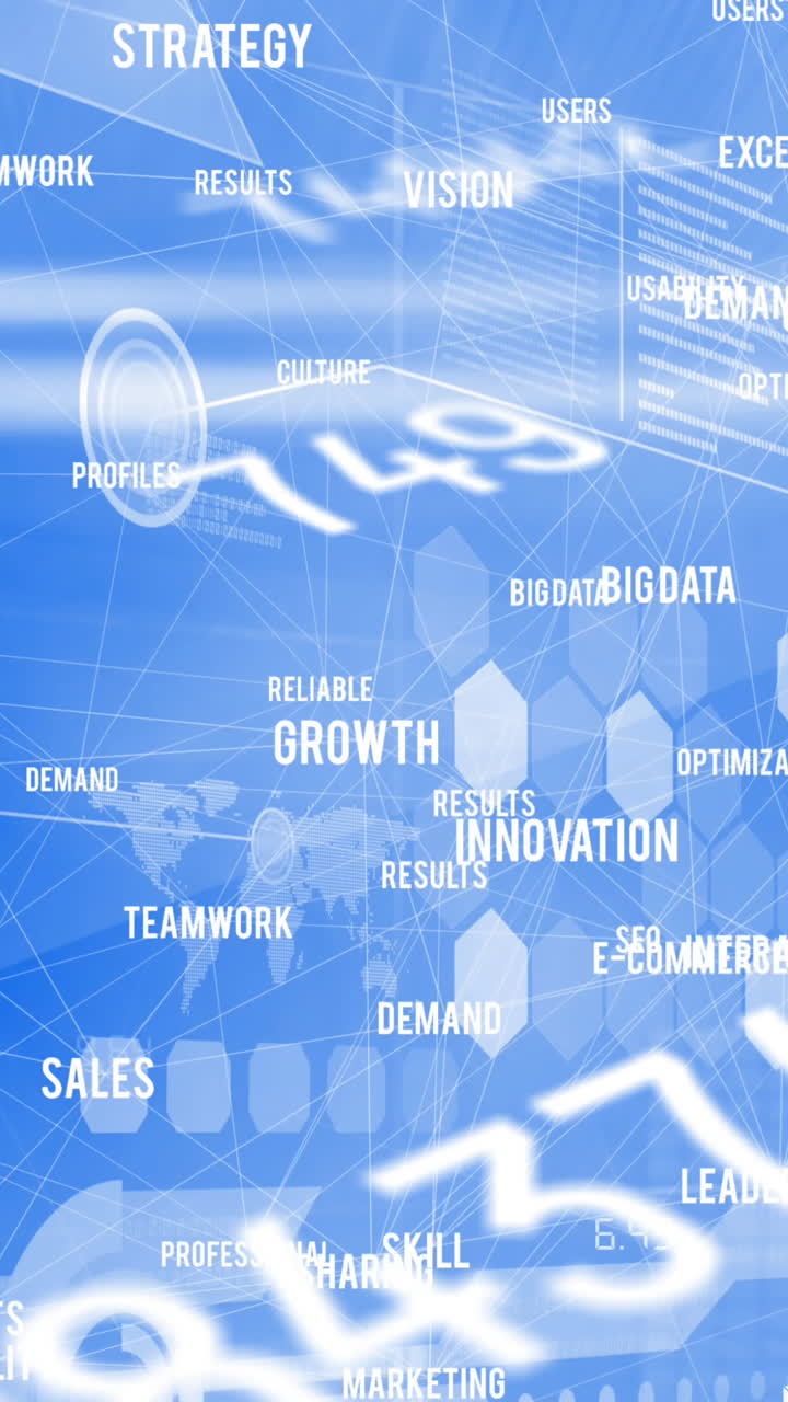 파란색 배경에 숫자가 변하고 스 ⁇ 이 스캔되는 애니메이션