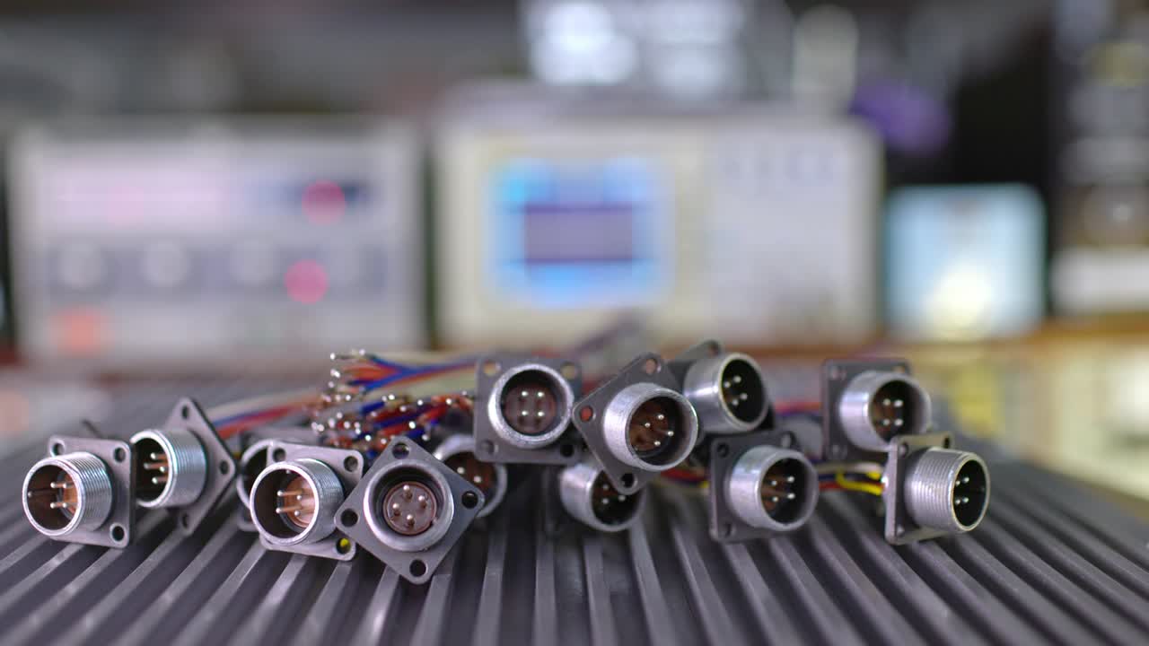 slider disparó un video de tomas metálicas borrosas para enchufes