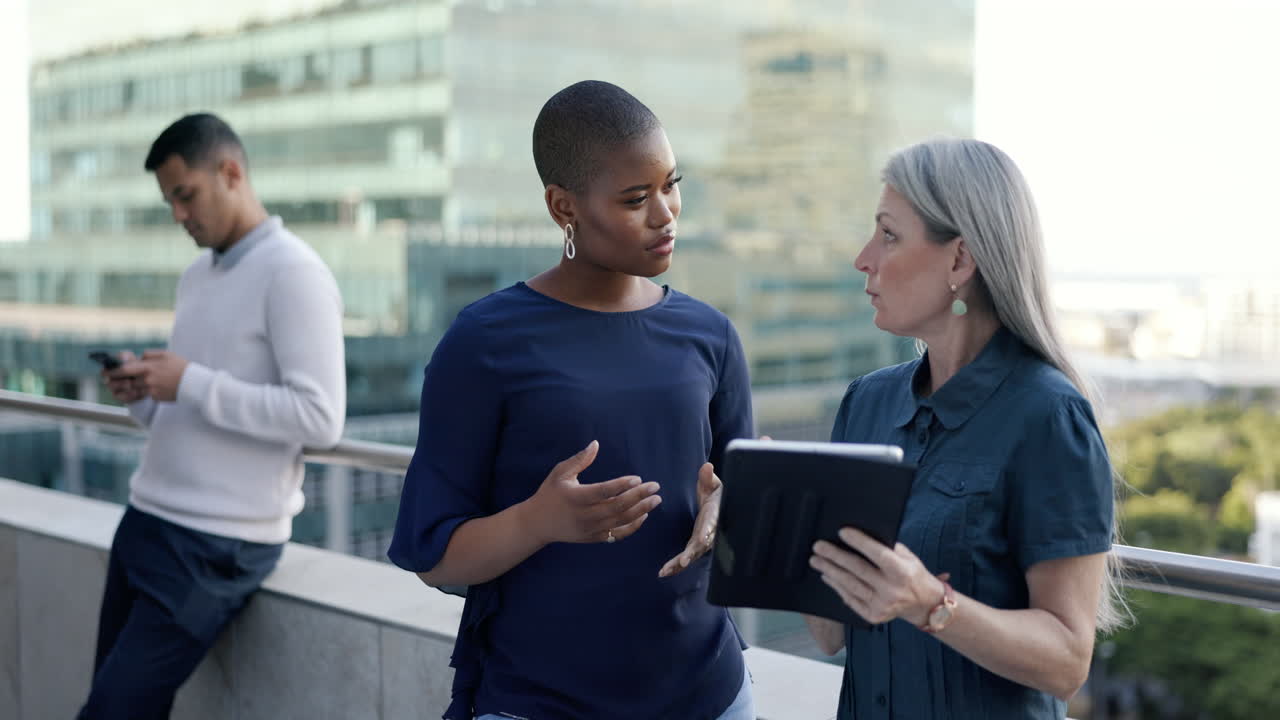 Tablet, digital marketing or business people