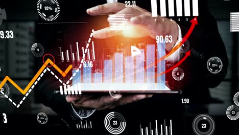 double exposure image of business profit growth conceptual