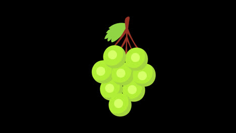 Animación-Conceptual-De-Uvas-Verdes-Con-Hojas-Verdes-Con-Canal-Alfa