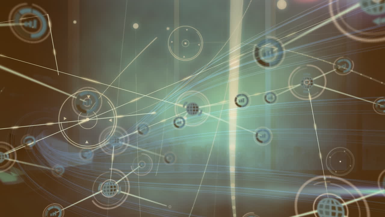 회색 디지털 공간을 통해 연결 네트워크의 애니메이션