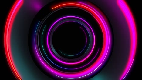 abstract seamless loop of 3d render neon circle. círculos de neón azules y púrpuras abstracto futurista de fondo de movimiento de alta tecnología loop seamless. video animación 3d ultra hd 4k.