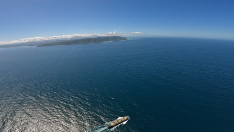 aerial helicopter shot capturing the journey across the cook strait from new zealand’s south island to the north island.