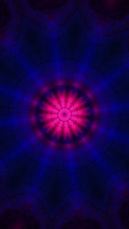 blue and red background with circular design in the center. kaleidoscope vj loop vertical