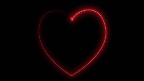 animation of neon heart over black background